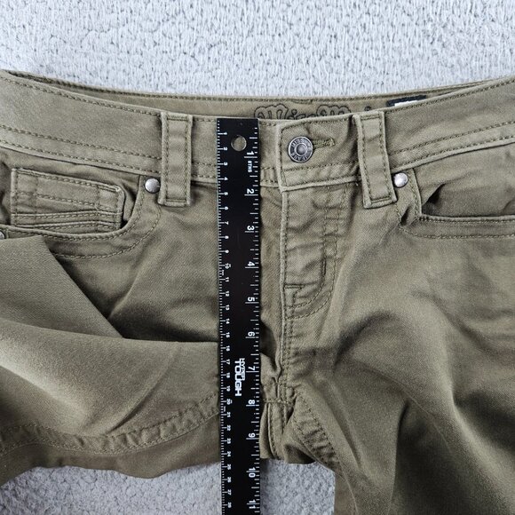 Miss‎ Me Jeans Womens 28 (30x30) Green Low Rise Skinny Embroidered Zip Pocket - Picture 10 of 16